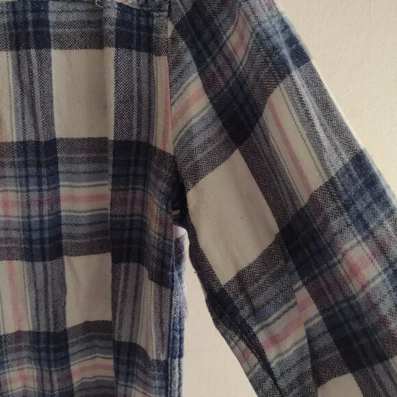 Rails Charli Shirt M Blue Pink Plaid Flowy Relaxed Fit Button Front Top - Picture 7 of 11